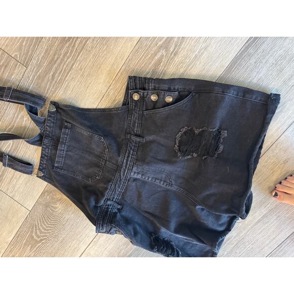 Black Denim Short overalls 0X - Picture 2 of 3